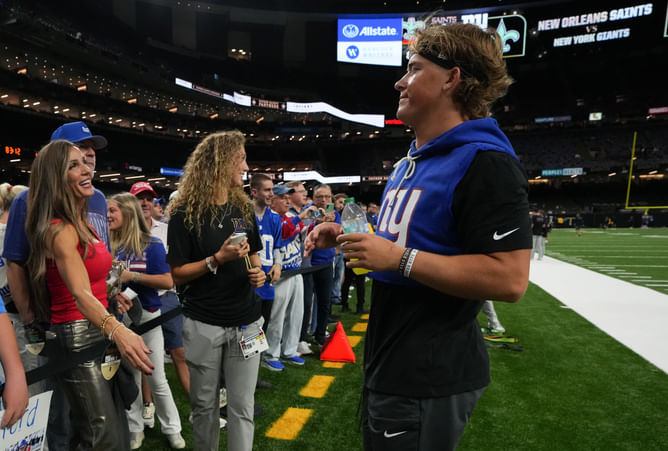 Jaxson Dart’s mom Kara goes viral celebrating Giants QB1's back-to-back TDs vs. Saints [PIC ]