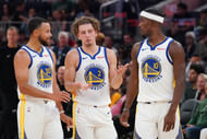 Steph Curry, Brandin Podziemski and Jimmy Butler of the Golden State Warriors. (Photo: IMAGN)