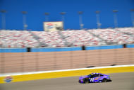 Denny Hamlin (11) during practice for the South Point 400 at Las Vegas Motor Speedway. Source: Imagn