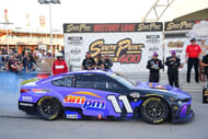 Denny Hamlin (11) arrives in victory lane following his victory of the <a href='https://www.sportskeeda.com/go/south-point-400' target='_blank' rel='noopener noreferrer'>South Point 400</a> at Las Vegas Motor Speedway - Source: Imagn