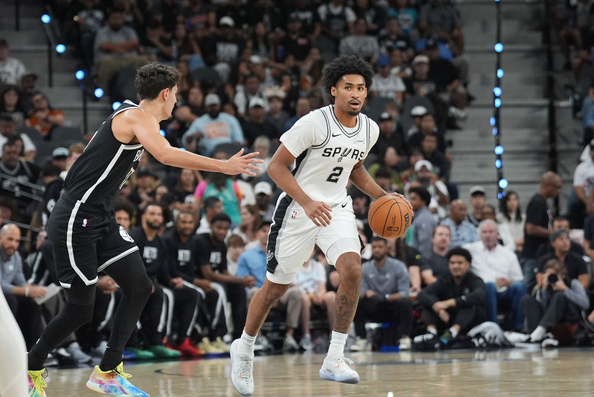 Dylan Harper #2 (R), in action during Spurs vs. Nets (Image Source: IMAGN)