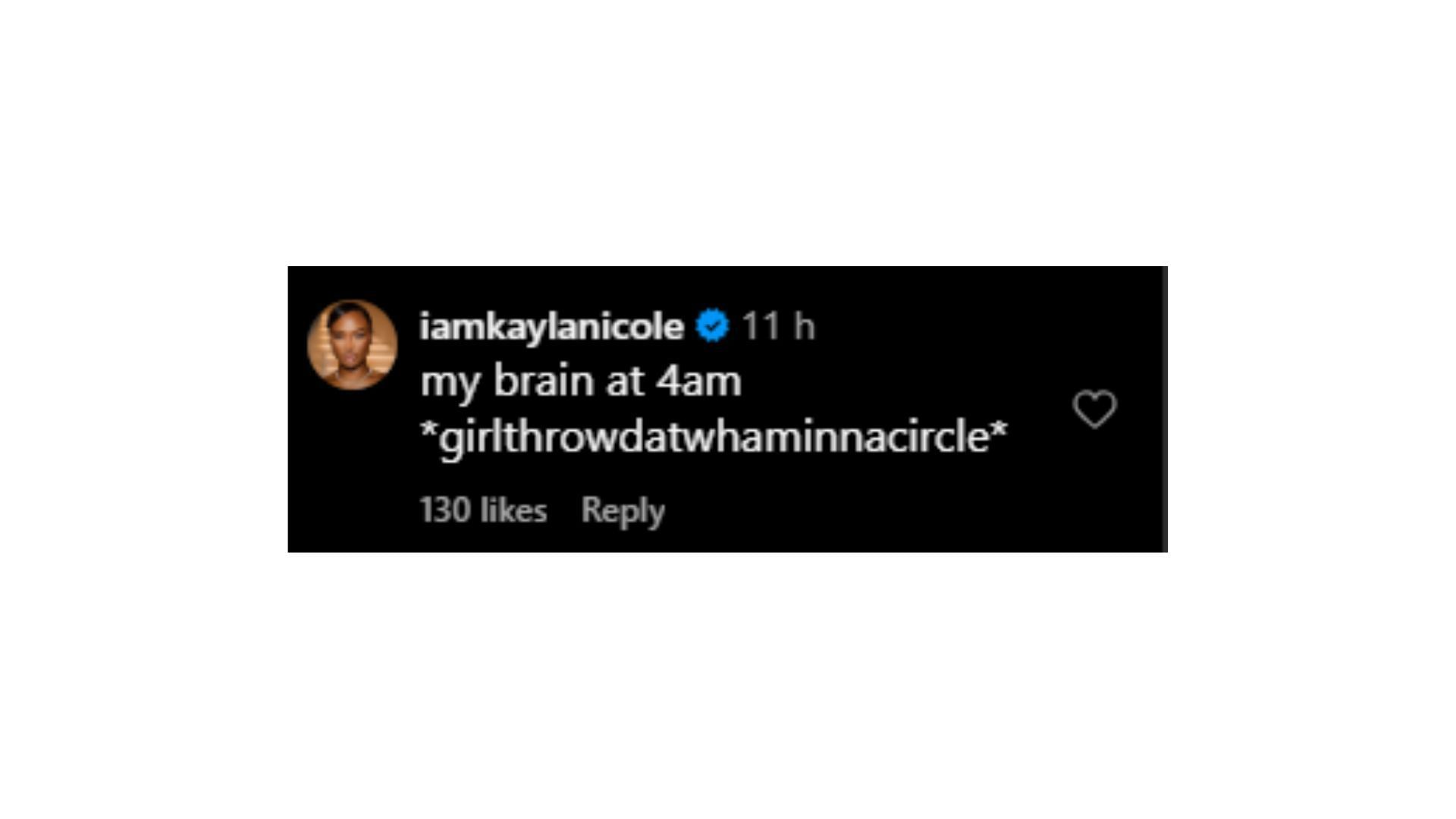Kayla Nicole&#039;s comment on Katie Austin&#039;s Instagram reel