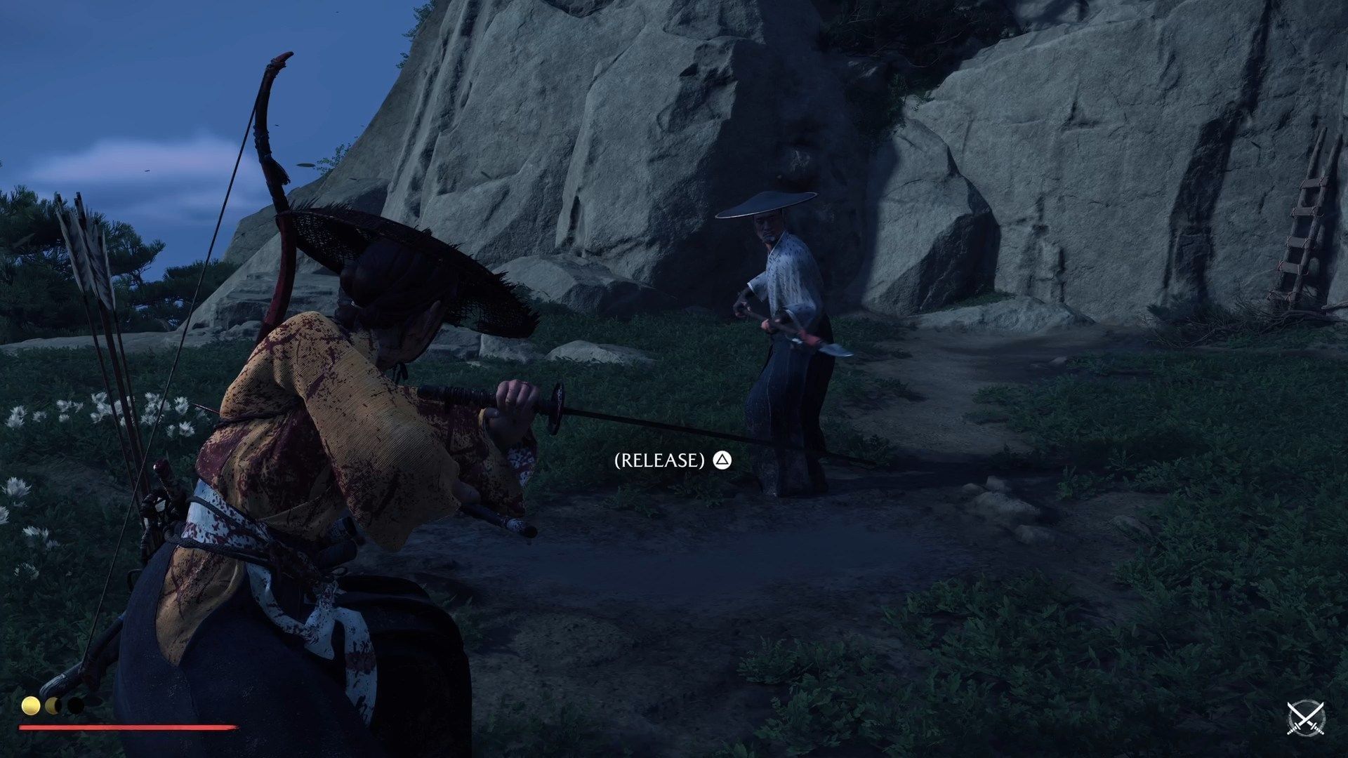 Perform the attacks as per the prompts to defeat the Ronin (Image via Sucker Punch)