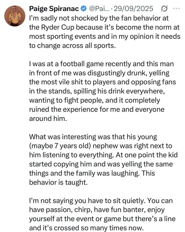 Spiranac’s tweet on X _ Image source: X/@PaigeSpiranac