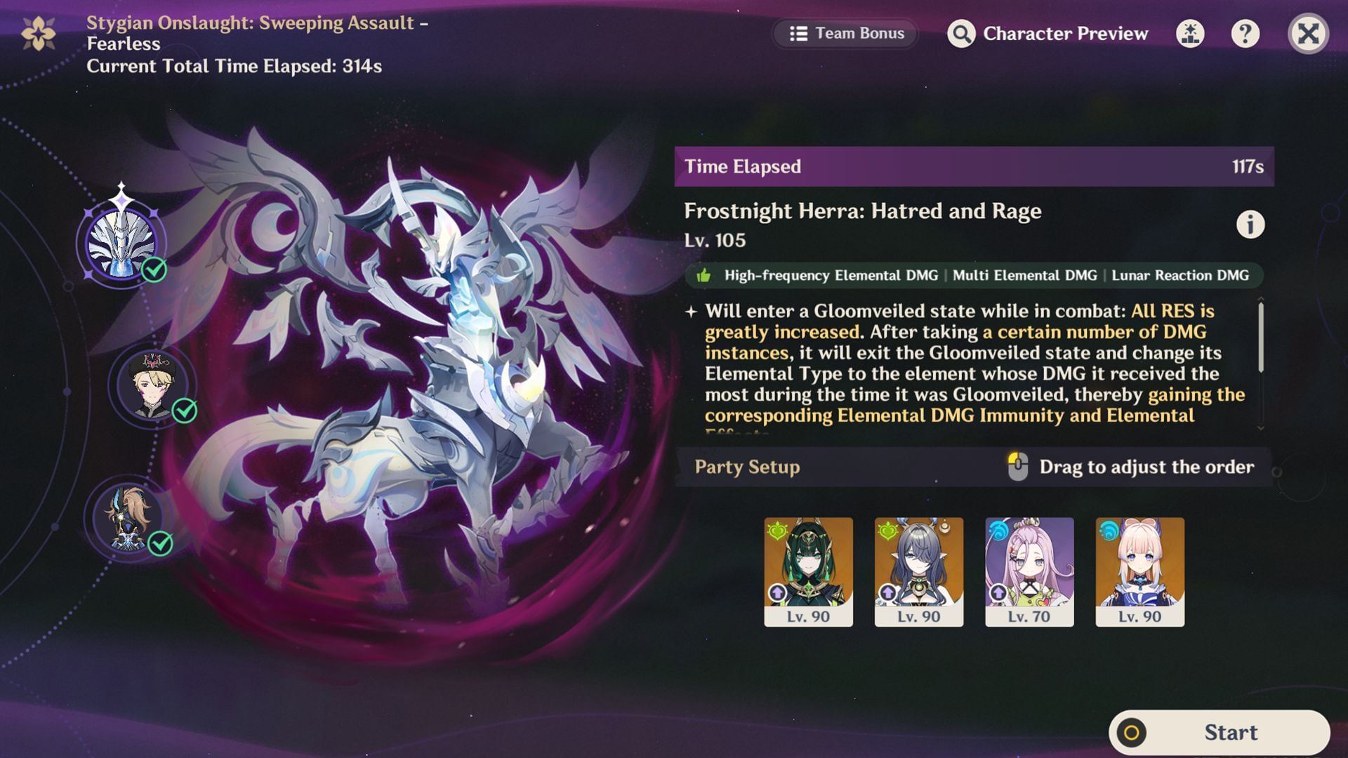 Frostnight Herra boss in Stygian Onslaught (Image via Sportskeeda Gaming/ HoYoverse)