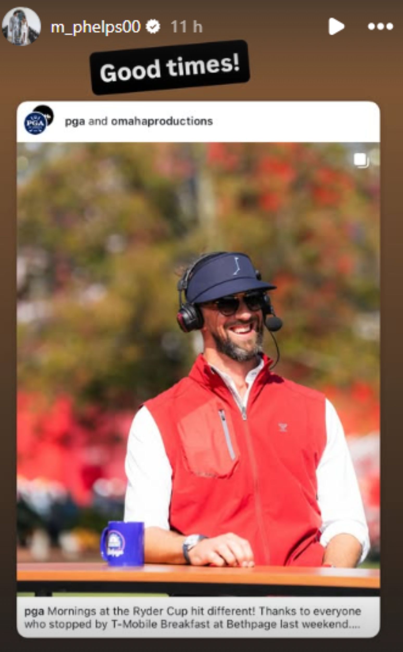 Screengrab of Michael Phelps&#039; Instagram story [Image Source : Michael Phelps&#039; Instagram]