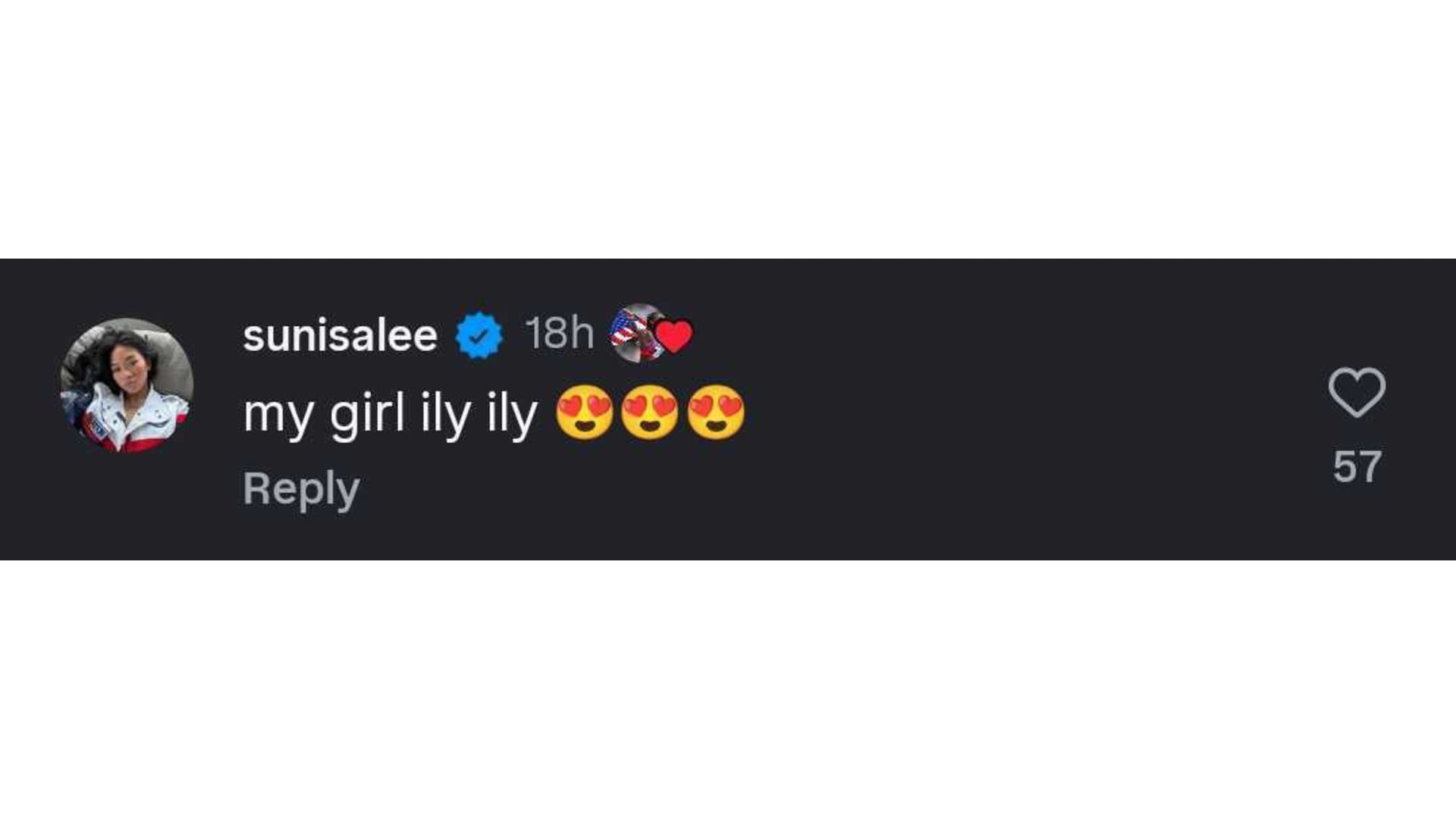 Screenshot of Lee&#039;s comment on Russell&#039;s post (Image via: @masai_russell on IG)
