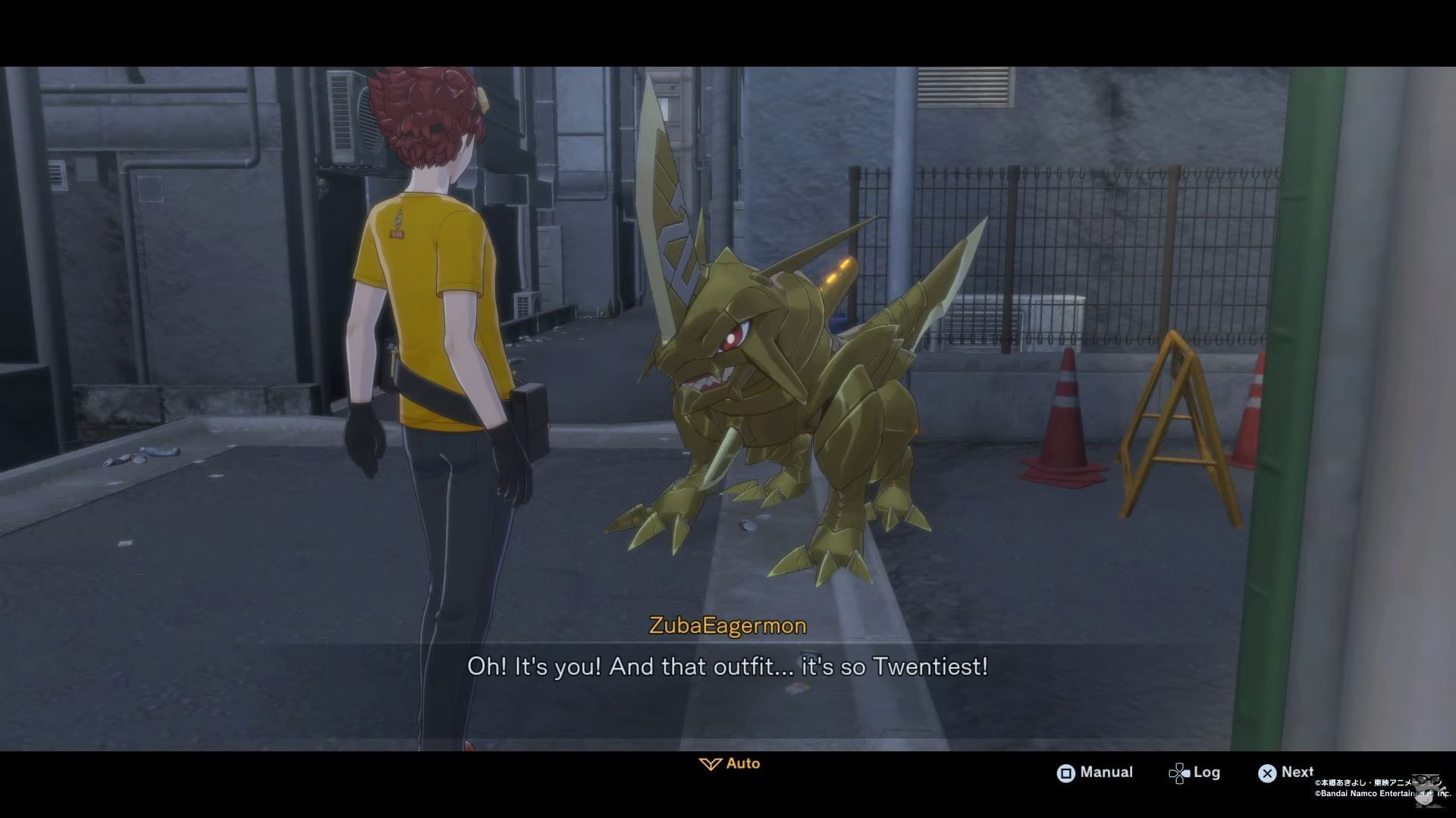 Talk to ZubaEagermon in a Digimon shirt (Image via Bandai Namco || YouTube/@MrNazreenn)