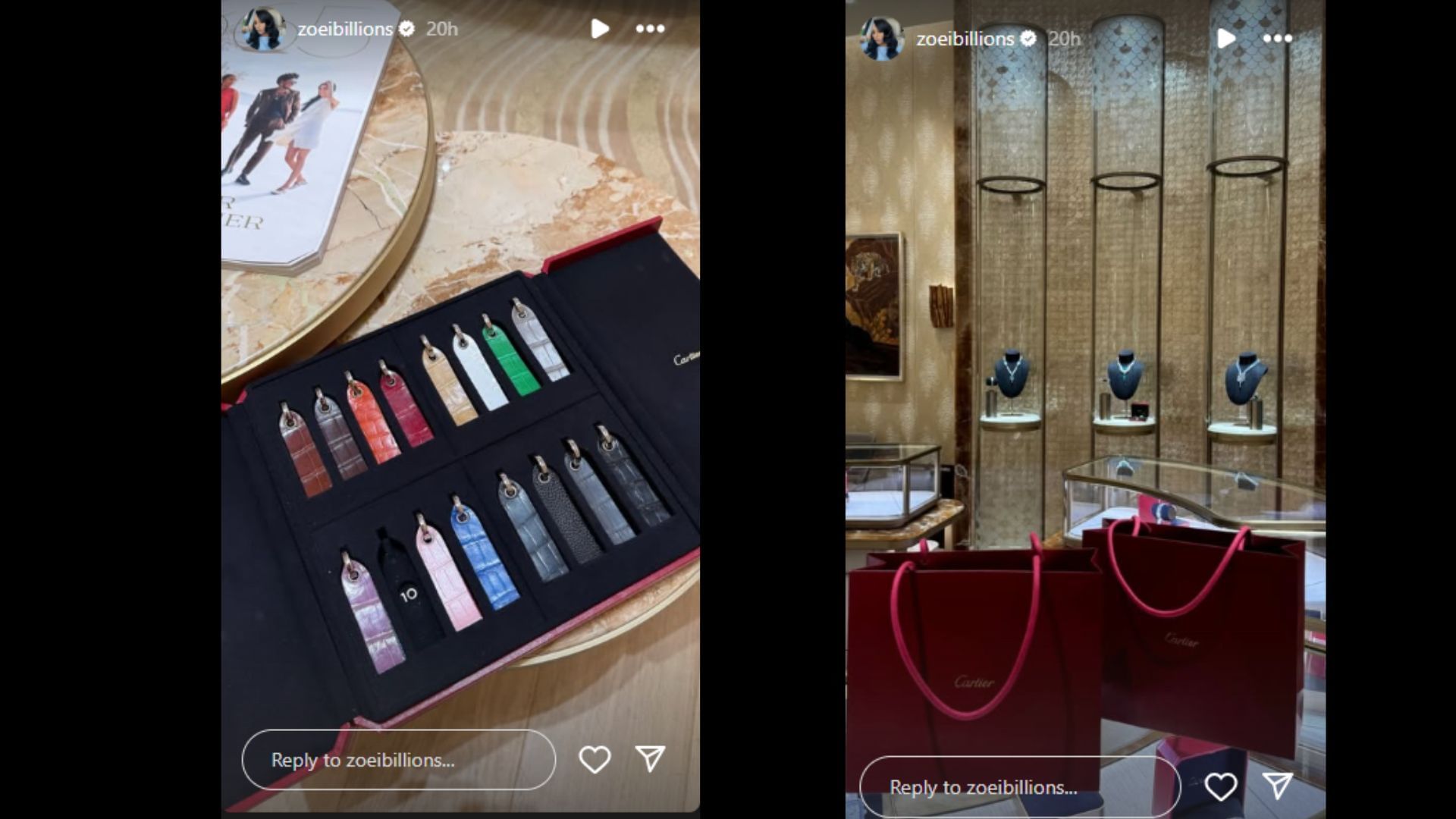 Zoei Billions shared photos of her stop at Cartier. (Photos via Zoei Billions&#039; Instagram)