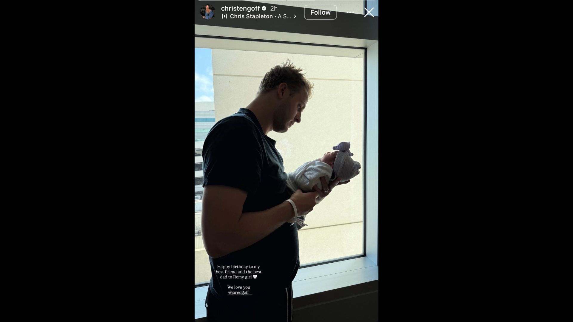 Christen Goff sent a birthday message to husband, Jared Goff. (Photo via Christen Goff&#039;s Instagram Story)