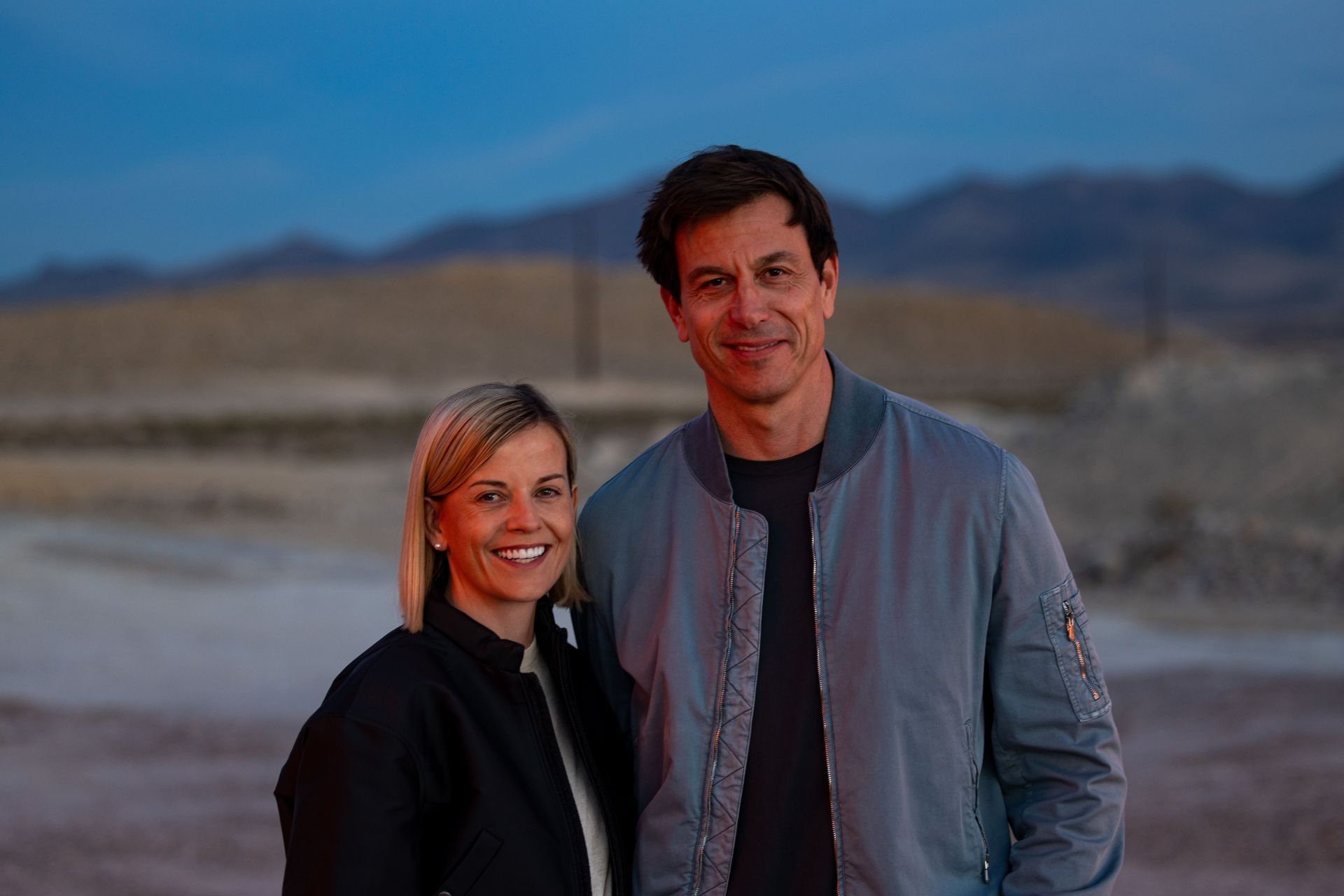 F1 Academy Director Susie Wolff (L) and her husband Mercedes&#039; supremo Toto Wolff (R) | Source: Getty