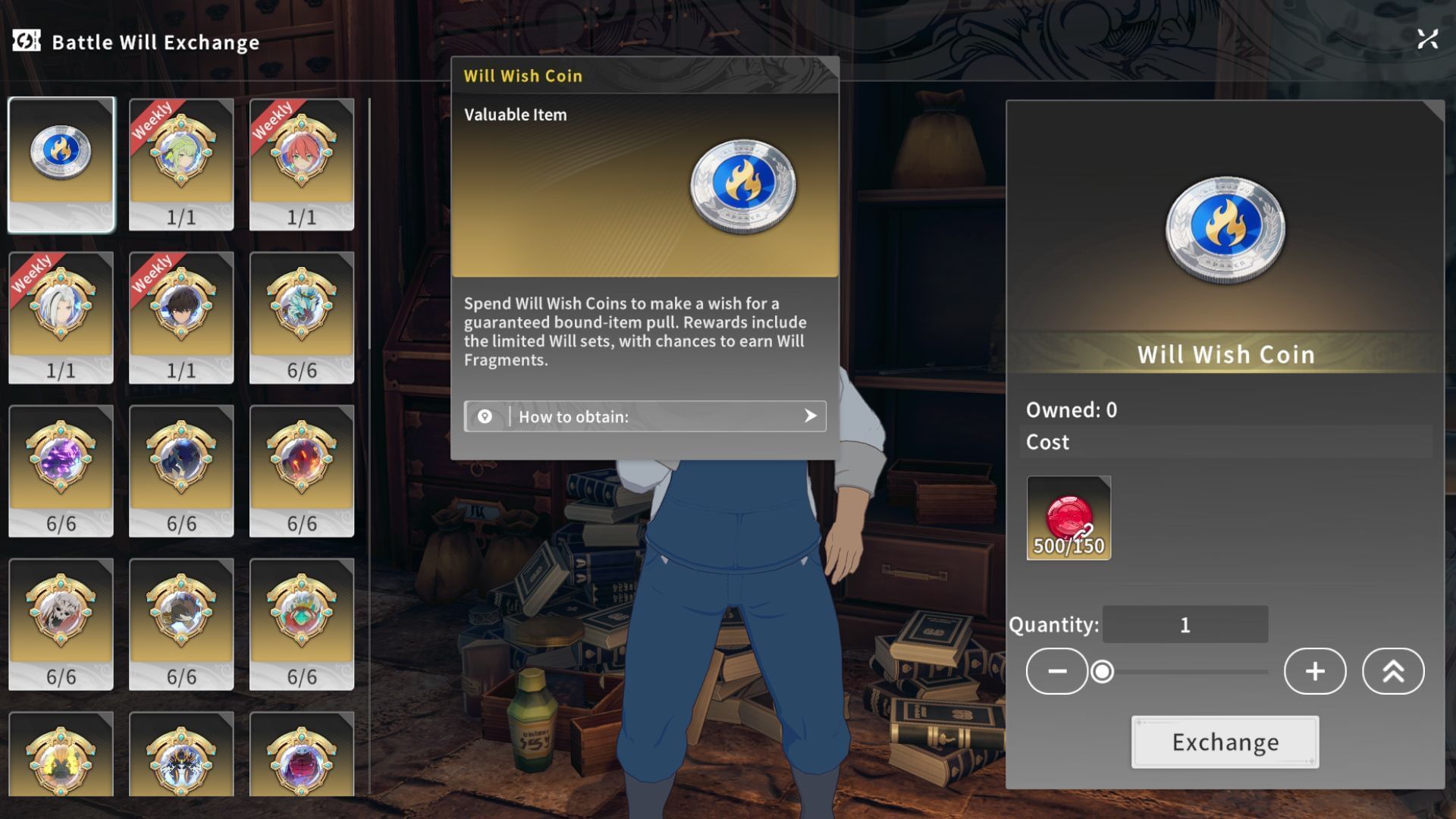 Get Will coins from the Battle Will Exchange (Image via A Plus)