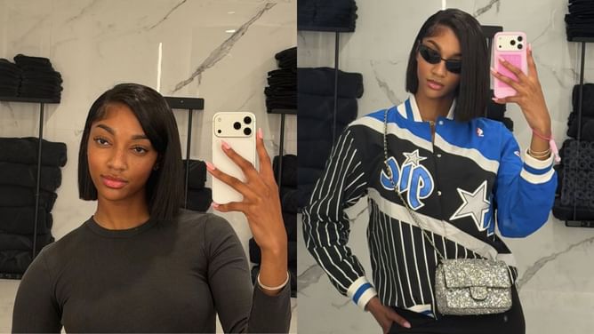 Angel Reese Pairs Jordyn Woods $390 Boot With Orlando Magic-Inspired Jacket As She Debuts Sleek Bob Look