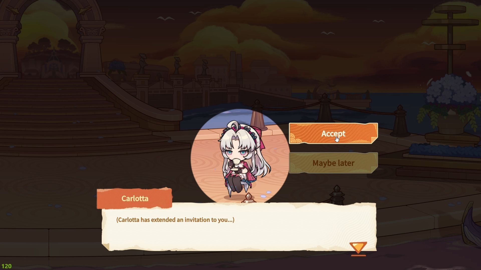 Accept Carlotta&#039;s invitation (Image via Kuro Games)