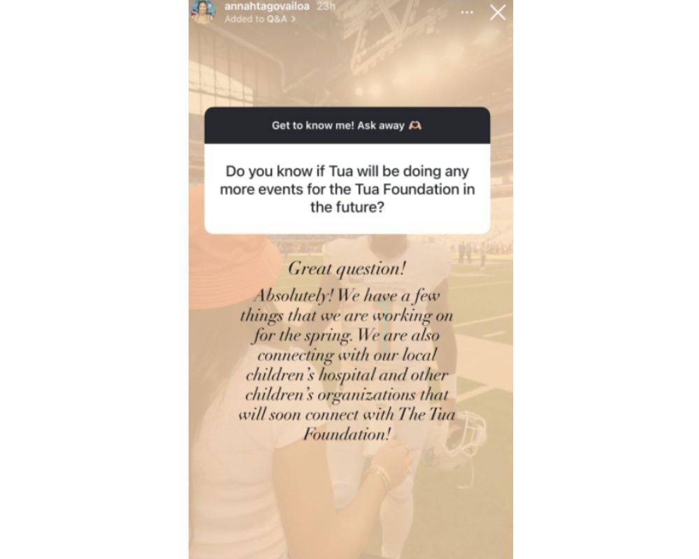 Tua Tagovailoa&rsquo;s foundation plans new projects as Annah shares updates with followers [IG/@annahtagovailoa]