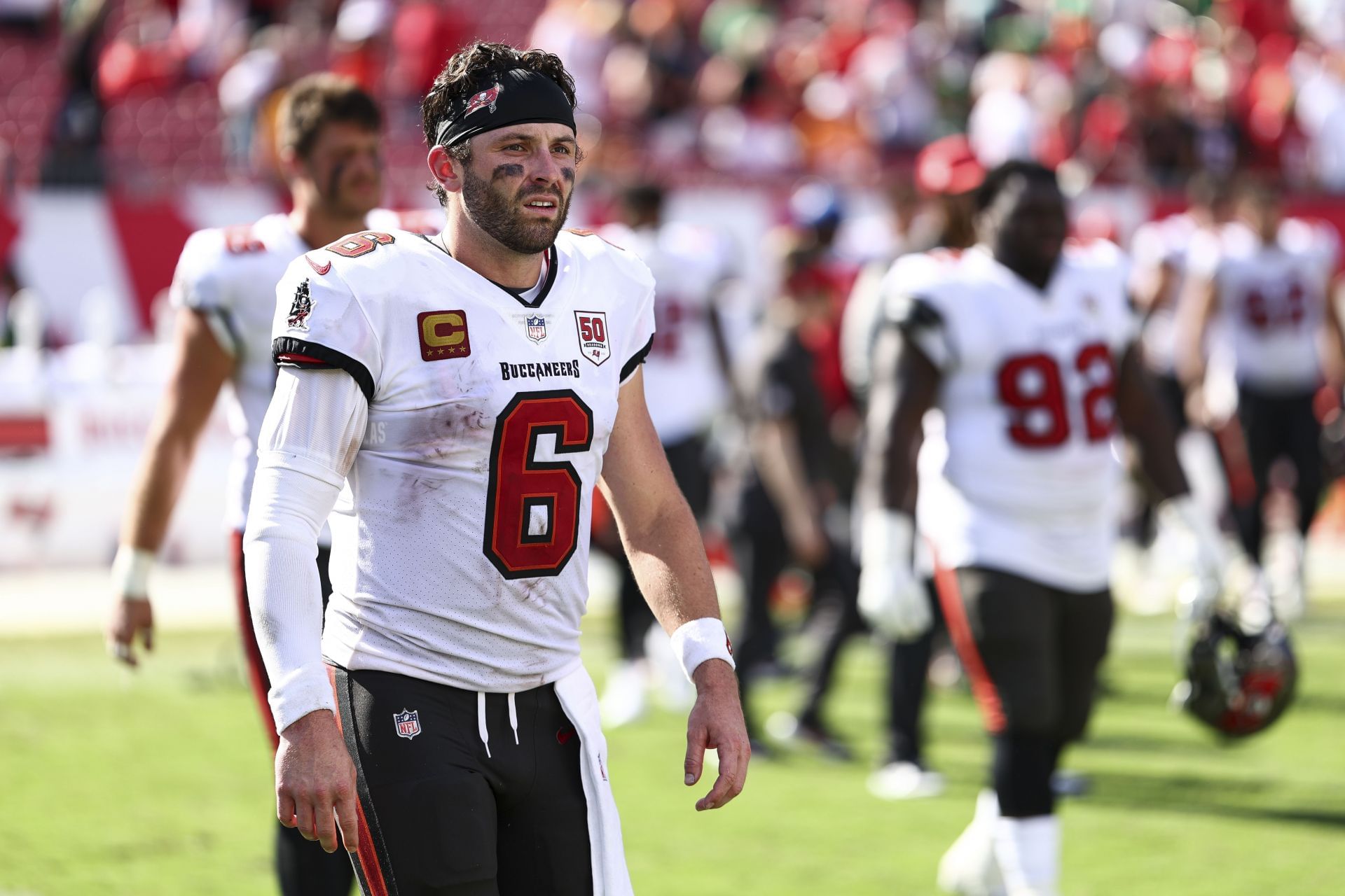 Quarterback Baker Mayfield of the Tampa Bay Buccaneers - NFL 2025 - Source: Getty