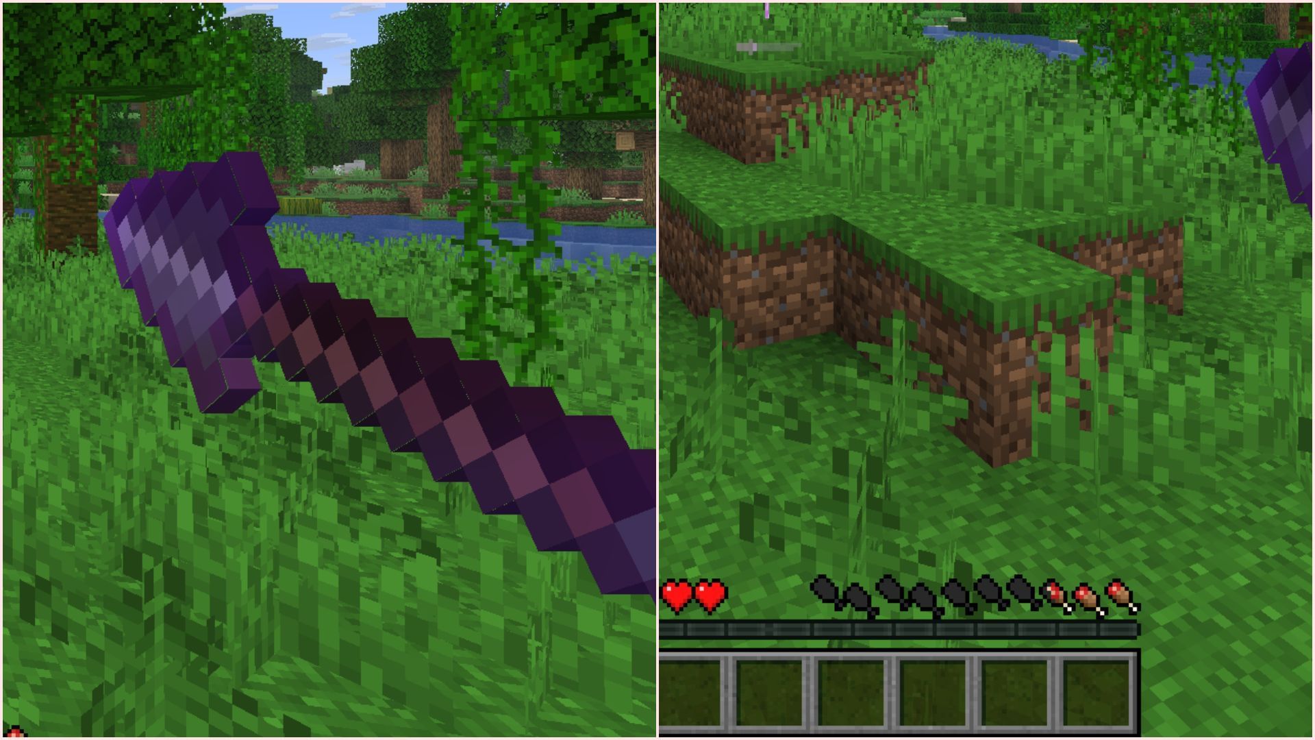 Lunge enchantment depletes the hunger bar instead of the spear&#039;s durability (Image via Sportskeeda Gaming || Mojang Studios)