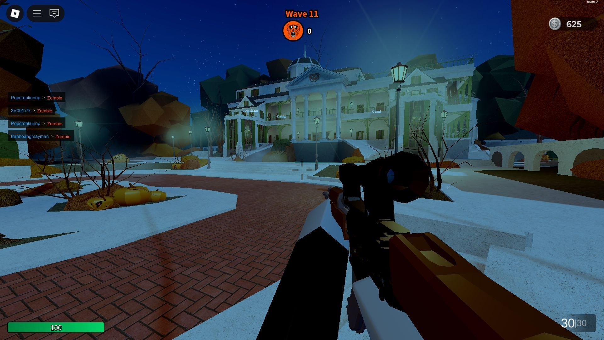 Fighting off the Zombie horde in the Halloween Event (Image via Roblox)