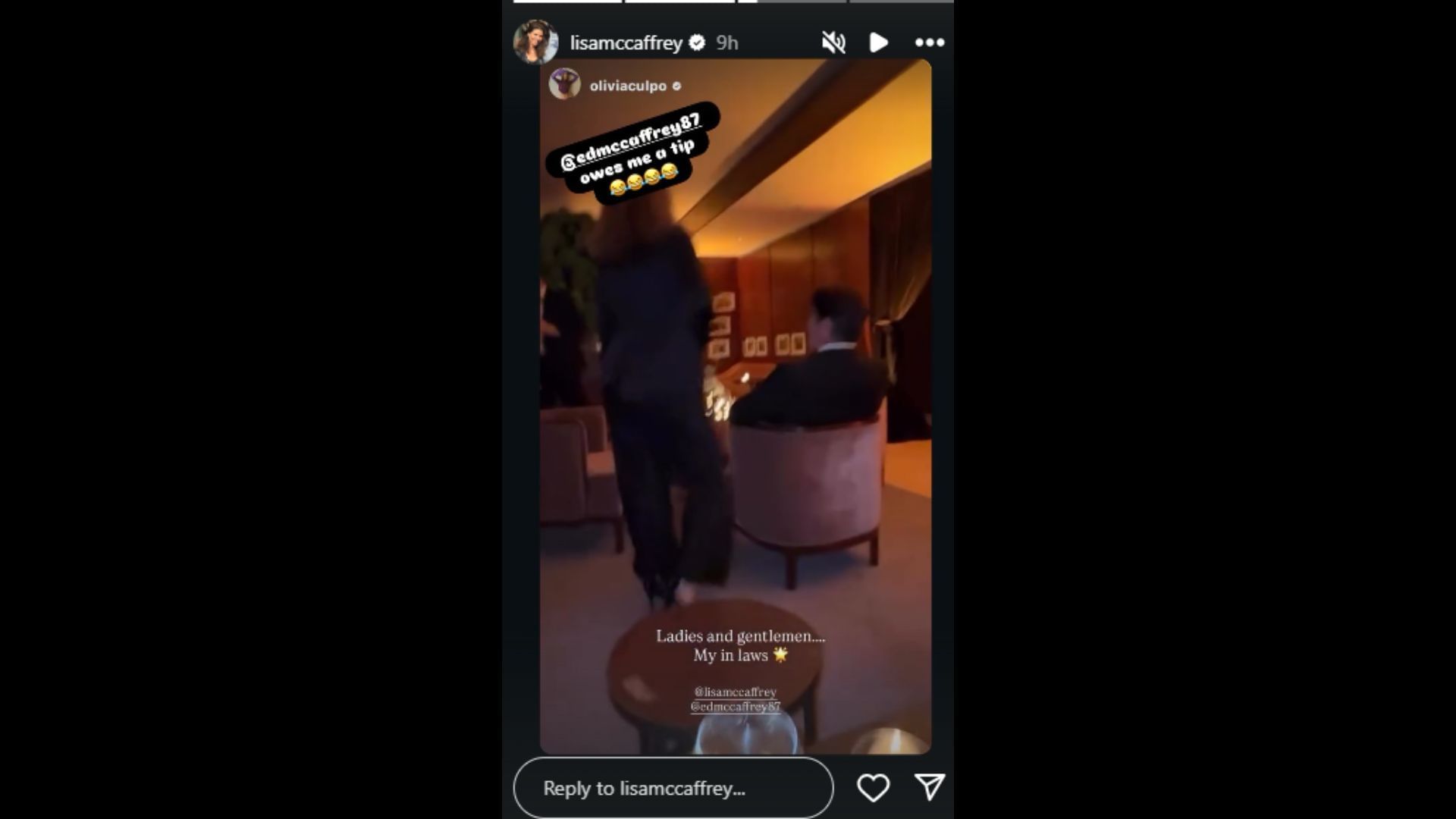 Culpo shared a glimpse of her in-laws. (Photo via Olivia Culpo&#039;s Instagram Story)
