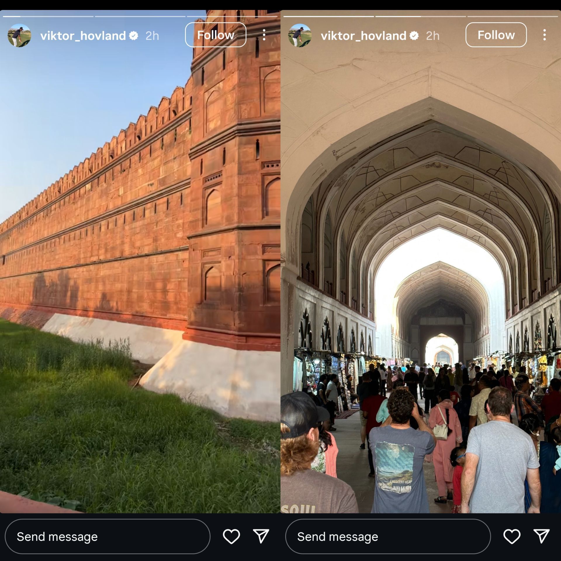 A glimpse of India from Hovland&#039;s Instagram story / IG: @viktor_hovland 