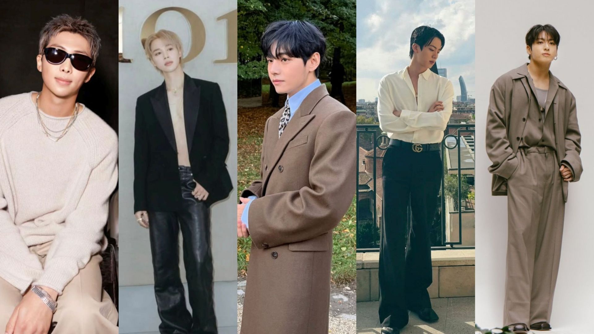 BTS members dominate 2026 Fashion Weeks EMV charts (Images via Instagram/@rkive, @jin, @j.m, @thv, &amp; X/@CalvinKlein)