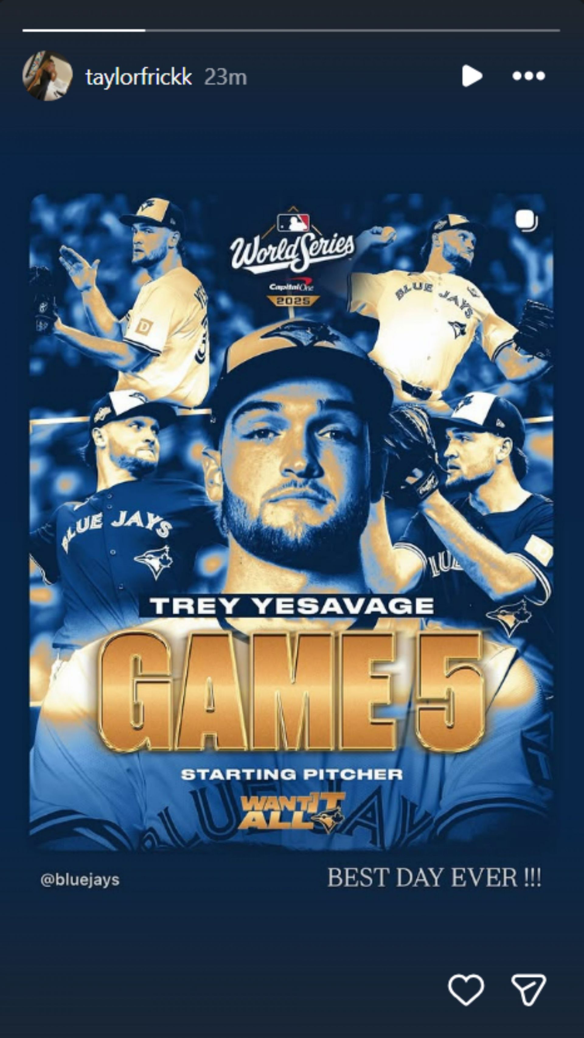 Taylor Frick&#039;s Instagram Story [Image Source: Instagram/taylorfrickk]