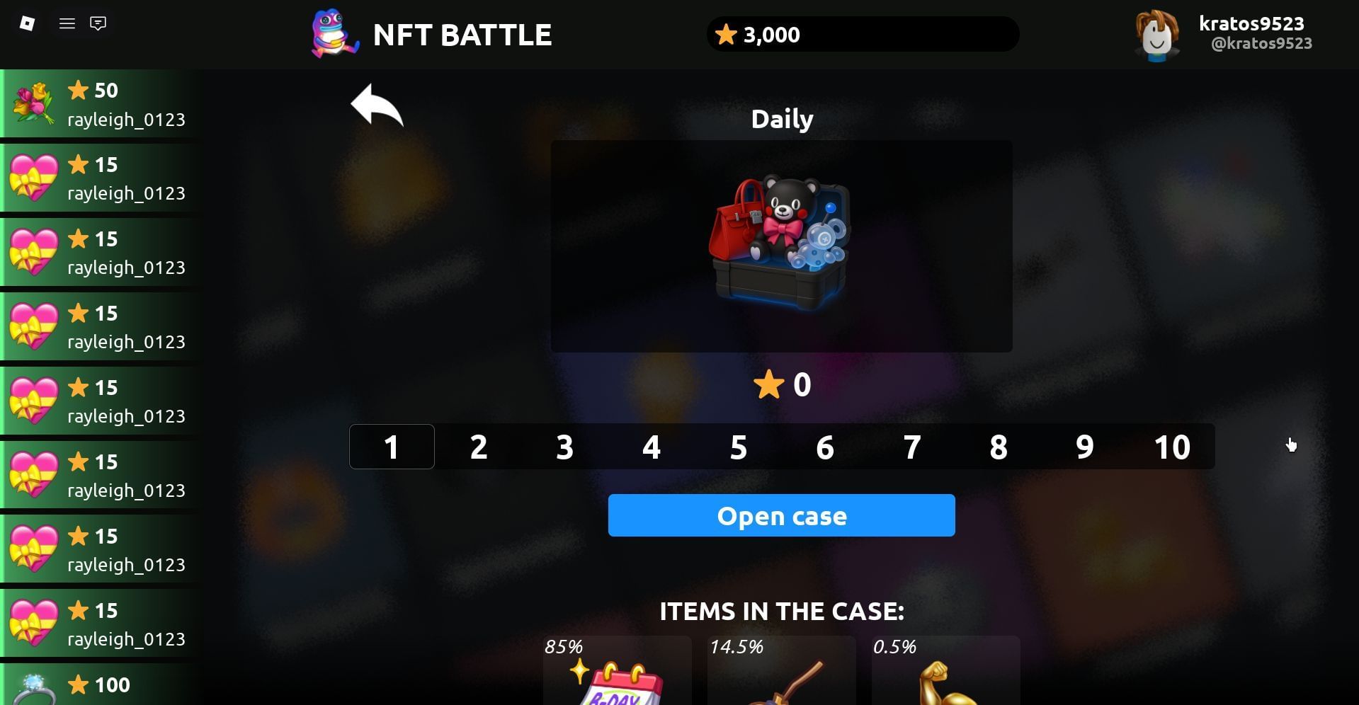 Grab in-game rewards (Image via Roblox)