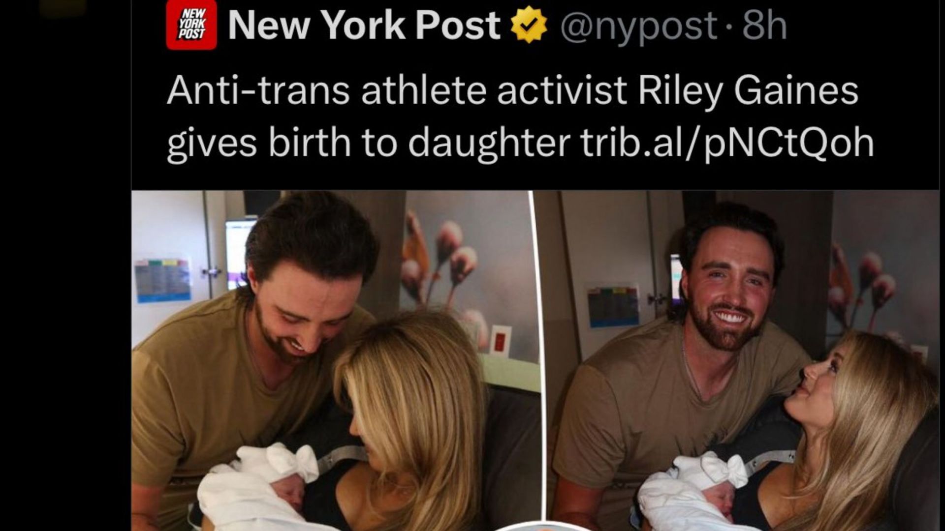 Screengrab of New York Post&#039;s previous headline on Riley Gaines article [Image Source : X [formerly Twitter], New York Post&#039;s X page]
