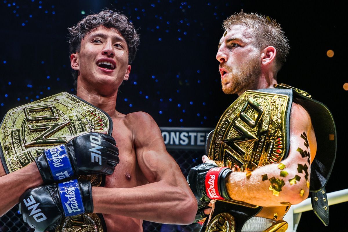 (From left) Nabil Anane and Jonathan Haggerty clash at ONE 173 in Tokyo, Japan. [Image: ONE Championship]