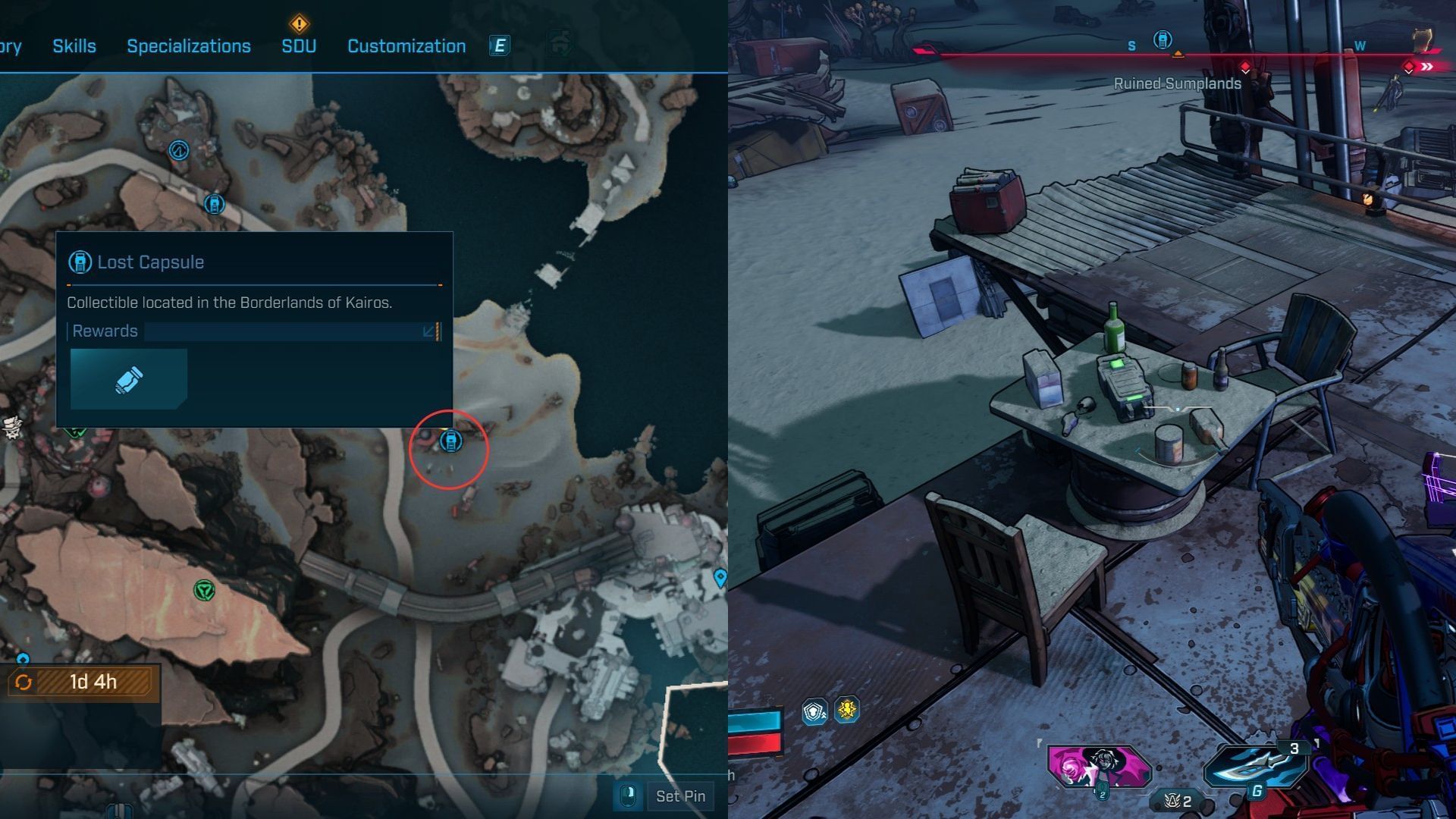 Ruined Sumplands Lost Capsule #2 location (Image via 2K)