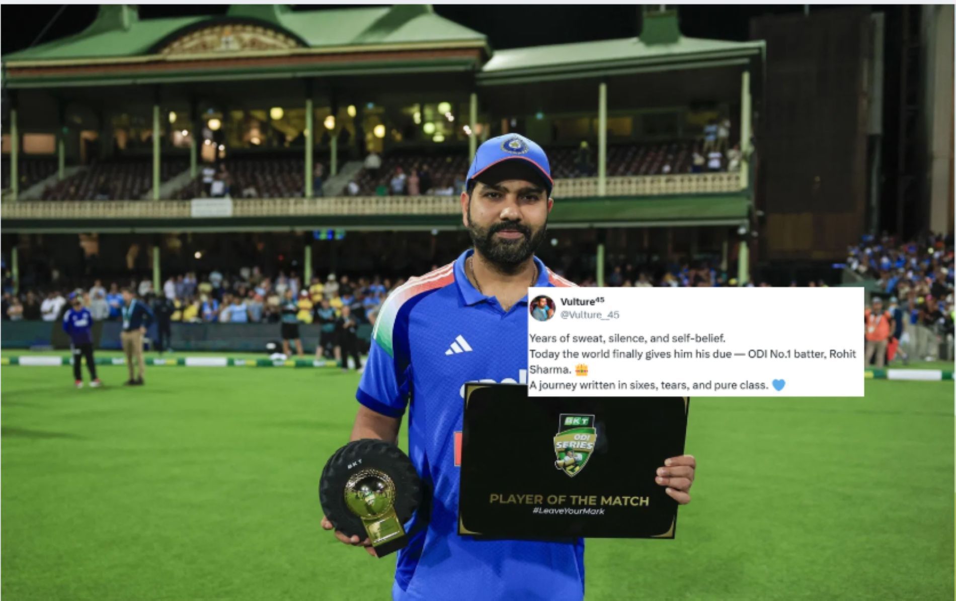 Rohit Sharma scored a sparkling century in the series finale against Australia in Sydney [Image Credit: Getty, @Vulture__45 X handle]