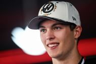 Haas' Ollie Bearman in the media pen after the 2025 F1 Grand Prix of Mexico - Source: Getty