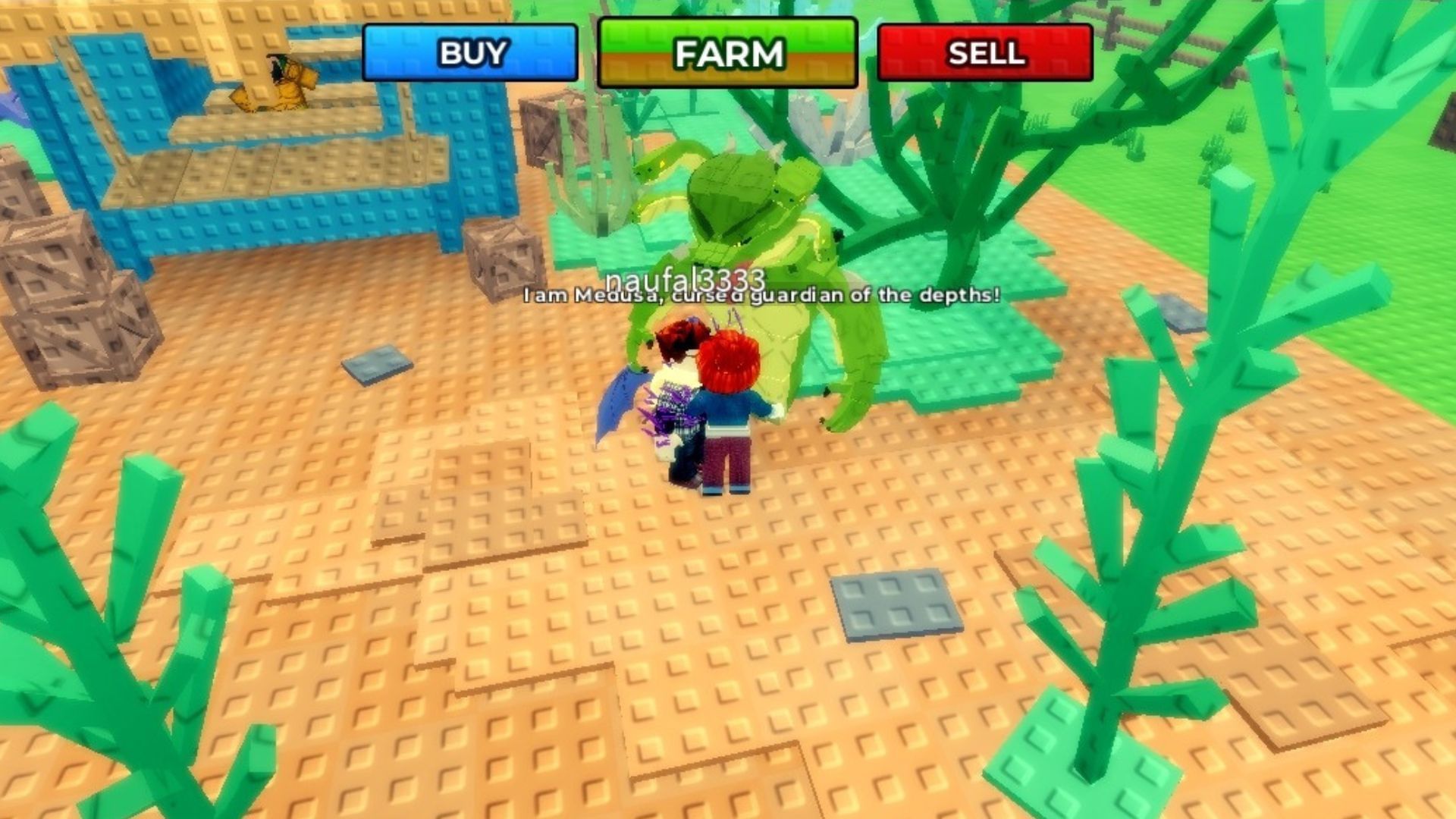 Talking to Medusa (Image via Roblox)