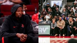 Drake shows love to Kevin Durant with warm courtside greeting during Raptors-Rockets matchup