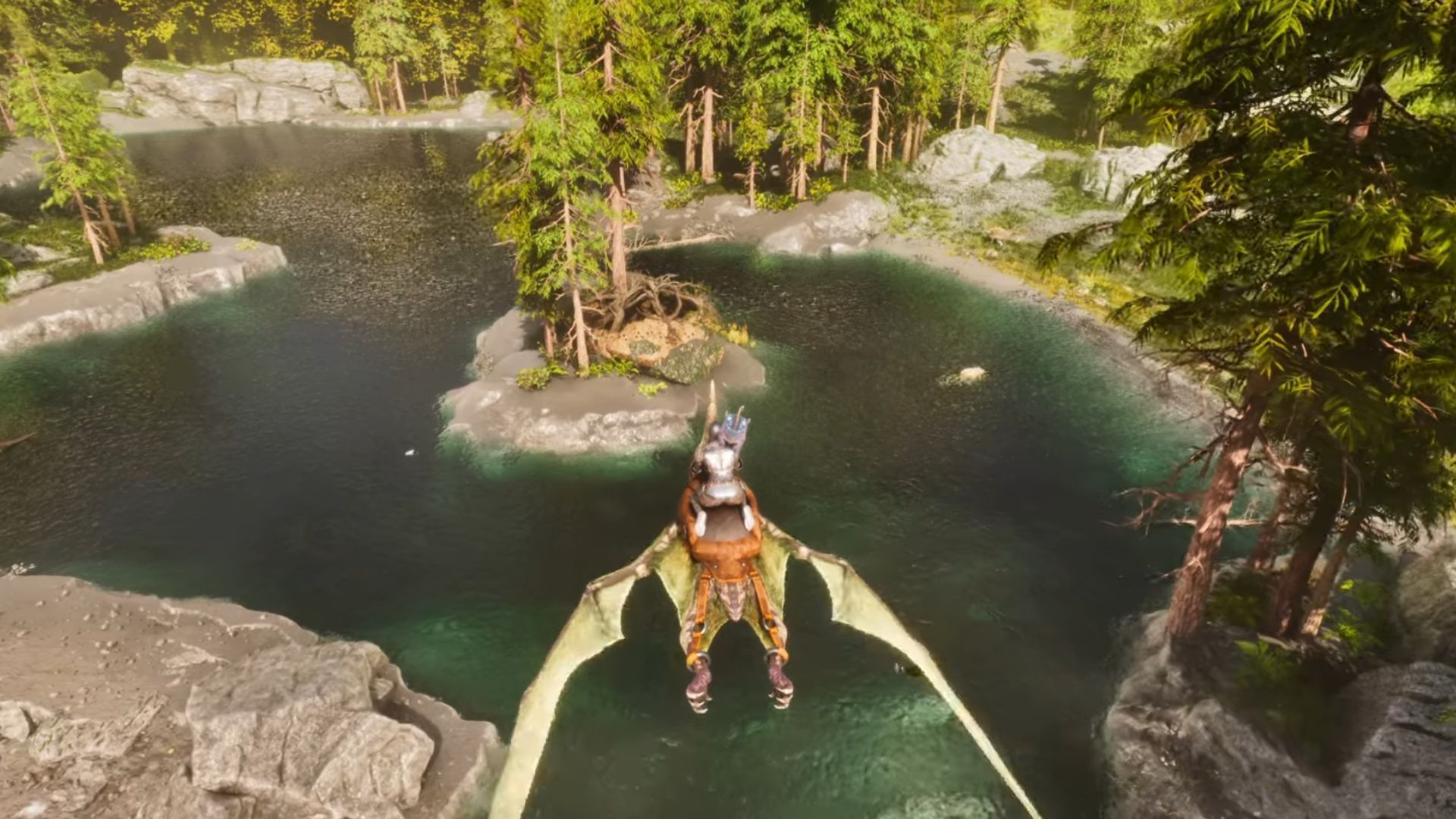 There is a small Beaver Dam on a rock over the lake (Image via YouTube @JonnaX || Studio Wildcard)