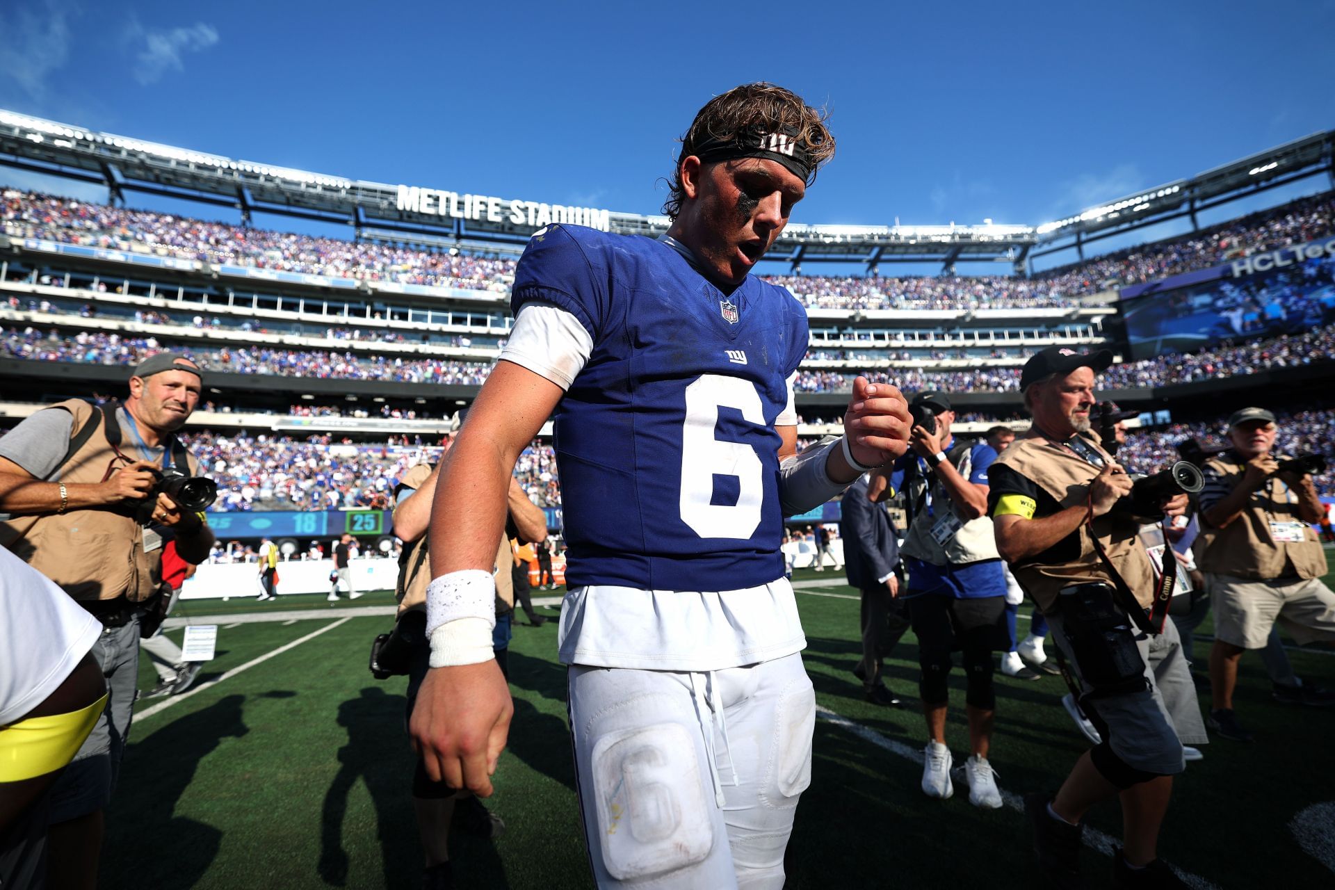 Quarterback Jaxson Dart of the New York Giants - NFL 2025 - Source: Getty