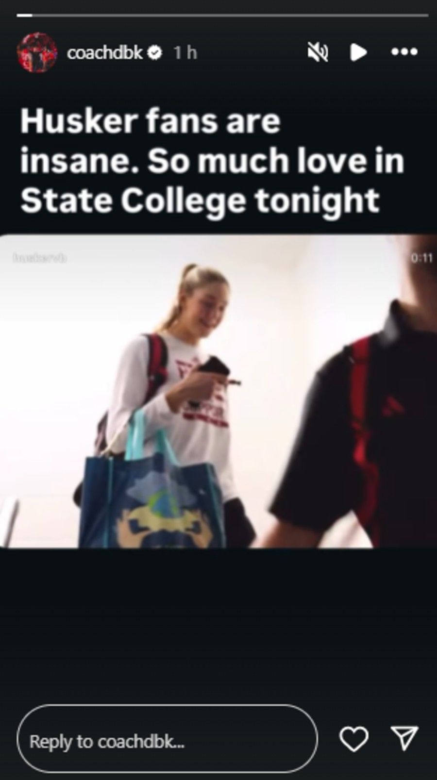 Screenshot of Busboom Kelly&#039;s Instagram story.