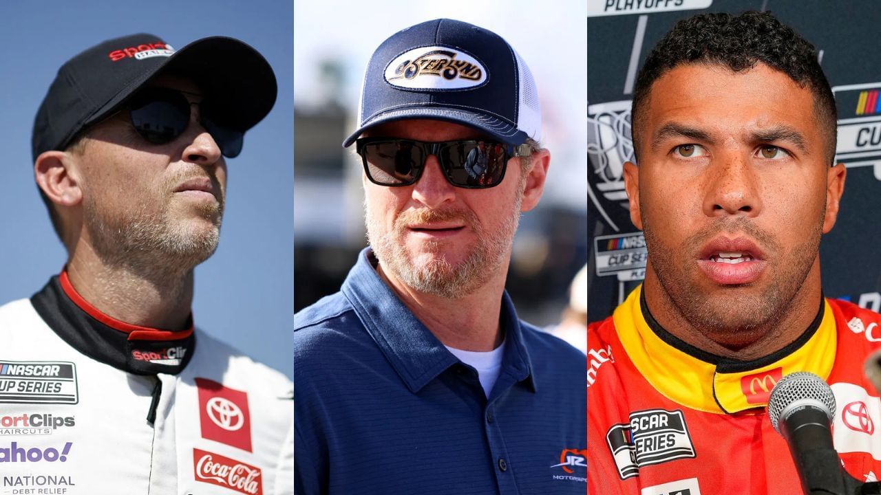 Denny Hamlin, Dale Earnhardt Jr. and Bubba Wallace