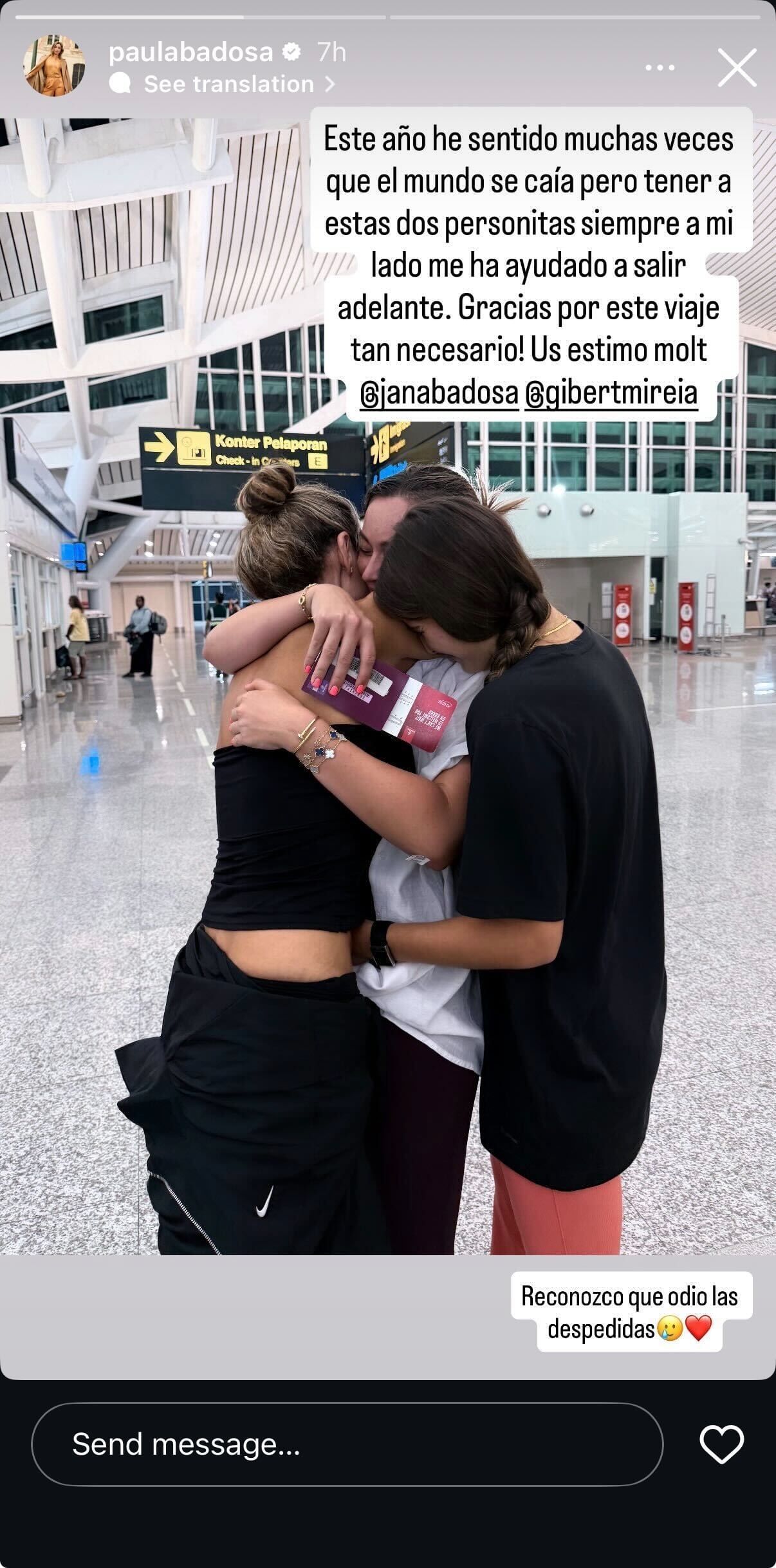 Paula Badosa&#039;s Instagram story