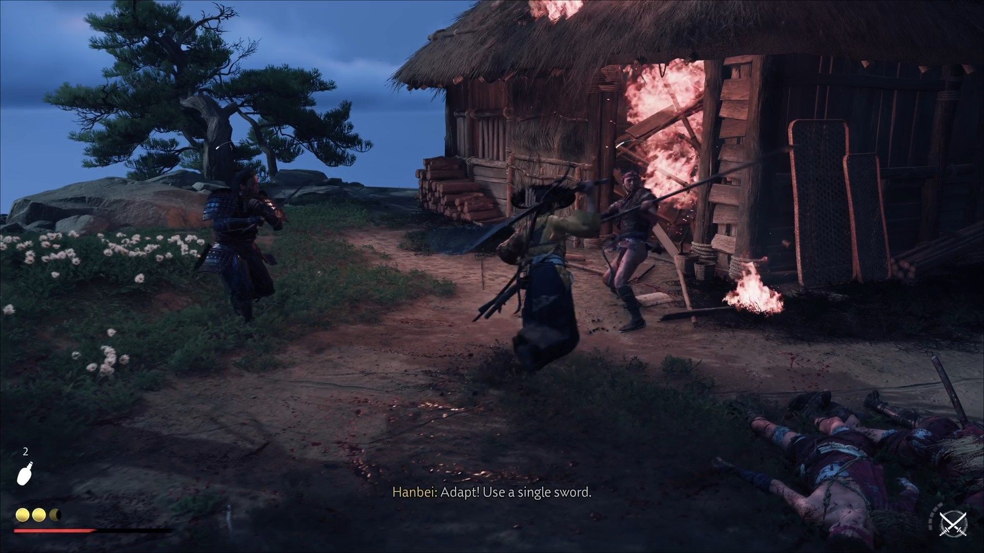 Methodically utilize the weapons to deal with the Saito Outlaws (Image via Sucker Punch)