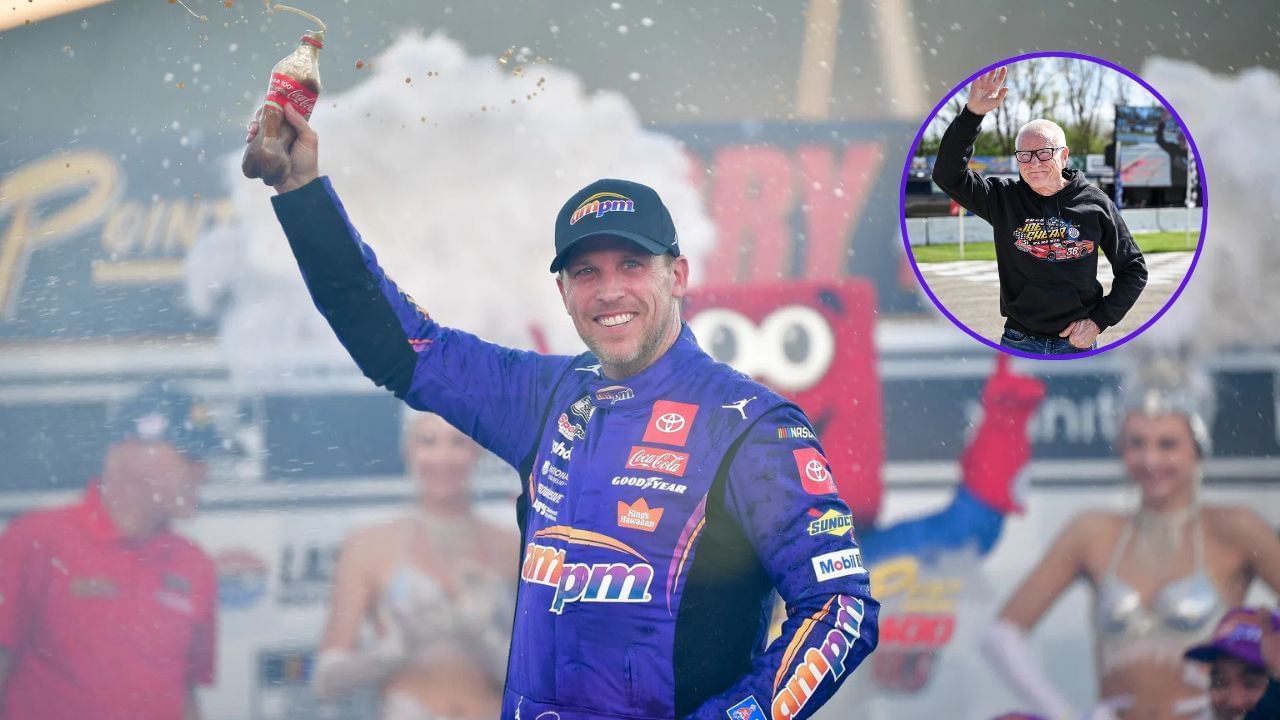 In Picture: Denny Hamlin (foreground) and Mark Martin (circle) Credit: Imagn Images.