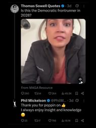 Mickelson's sarcastic comment below AOC's clip / X: @PhilMickelson