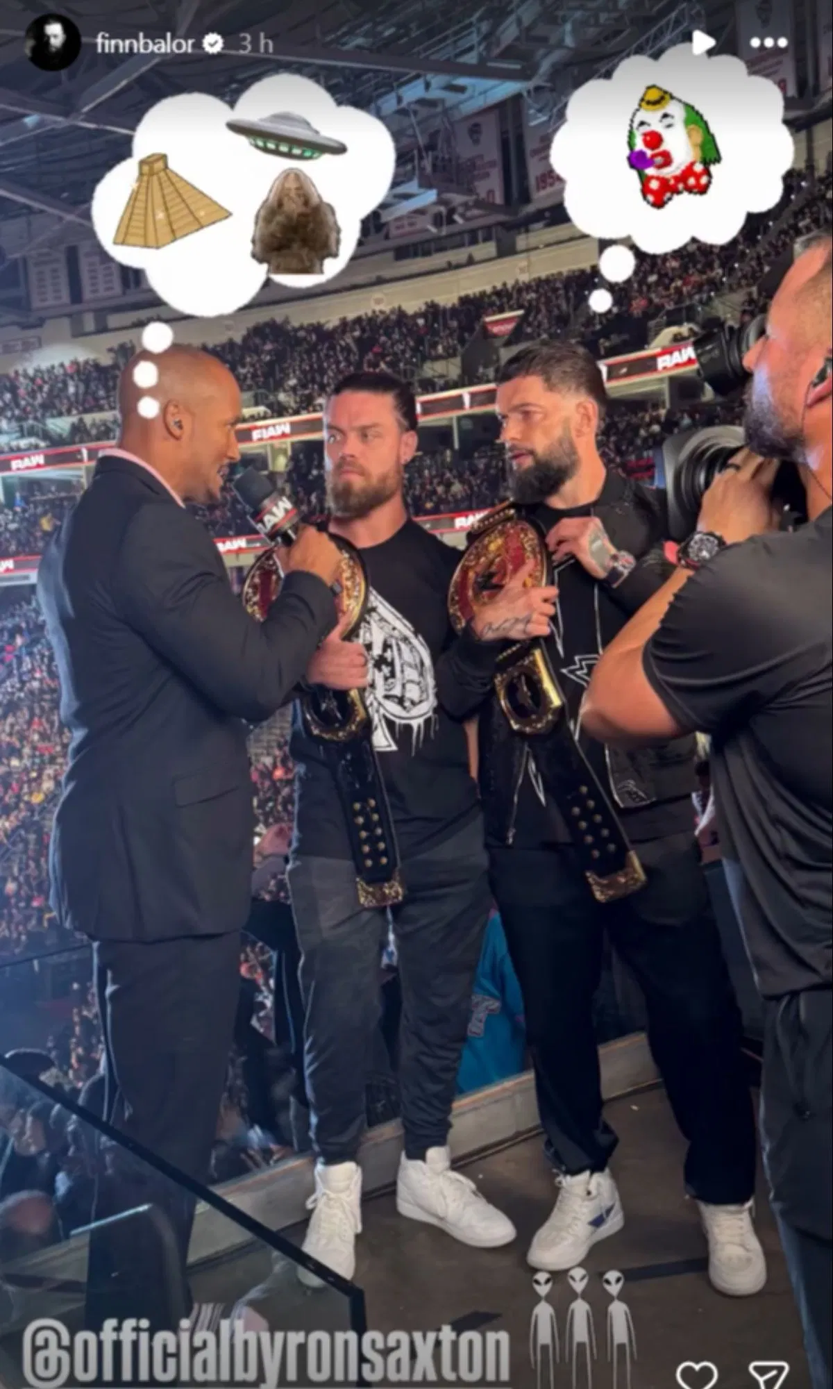Finn Balor pokes fun at Byron Saxton (Picture credits: The Judgment Day member&#039;s Instagram Story)