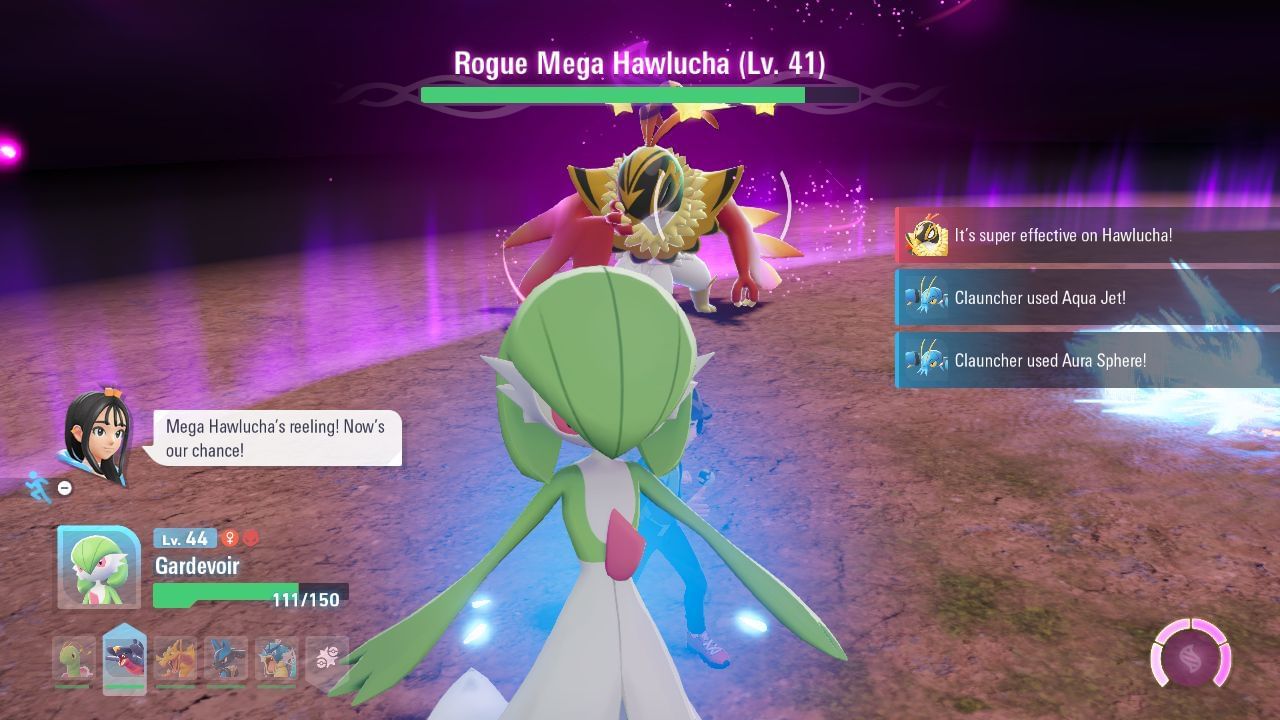 Duel against Rogue Mega Hawlucha (Image via Sportskeeda Gaming || TPC)