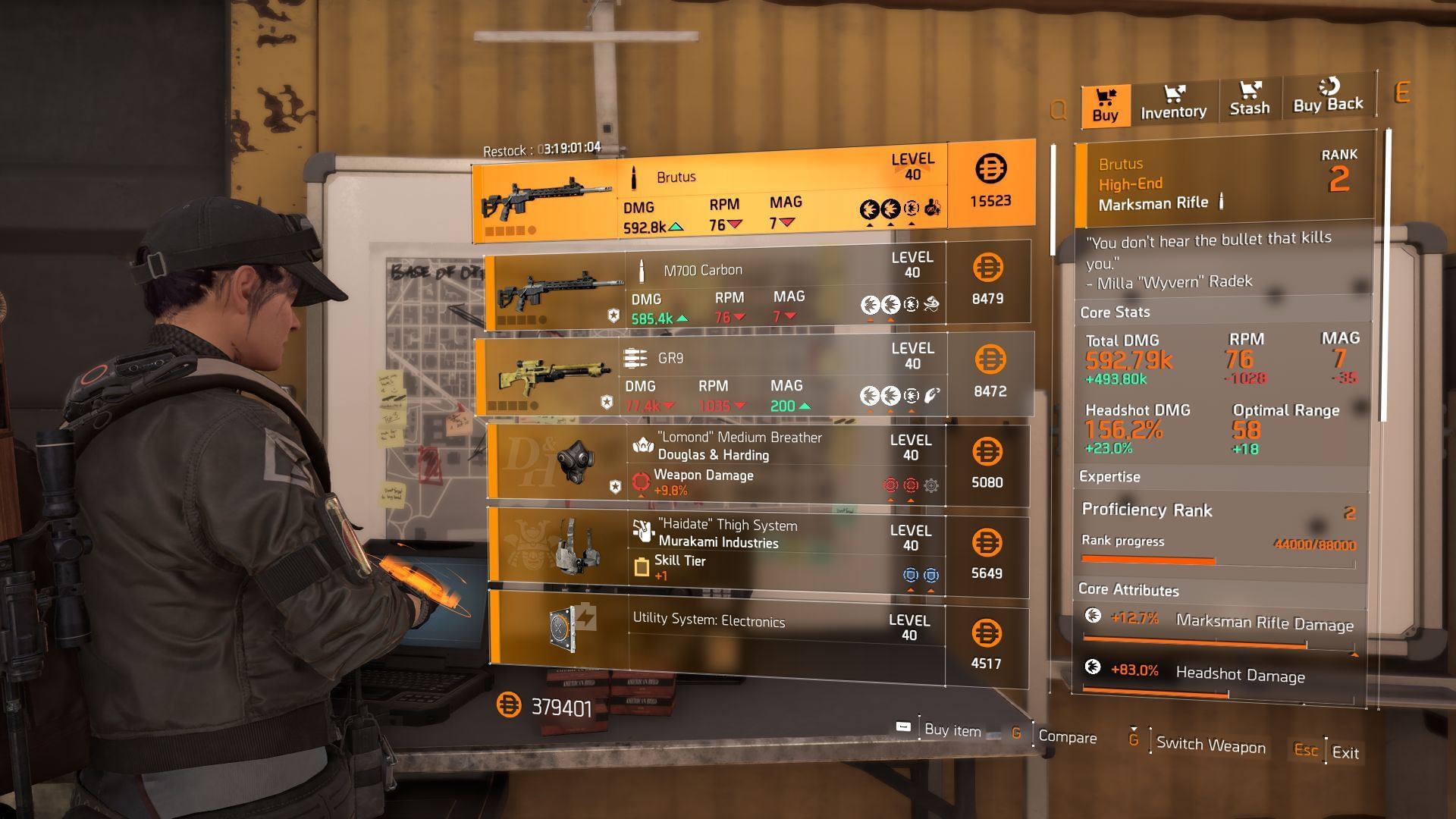 The Division 2 vendor found at the Castle Settlement (Image via SK Gaming || Ubisoft)