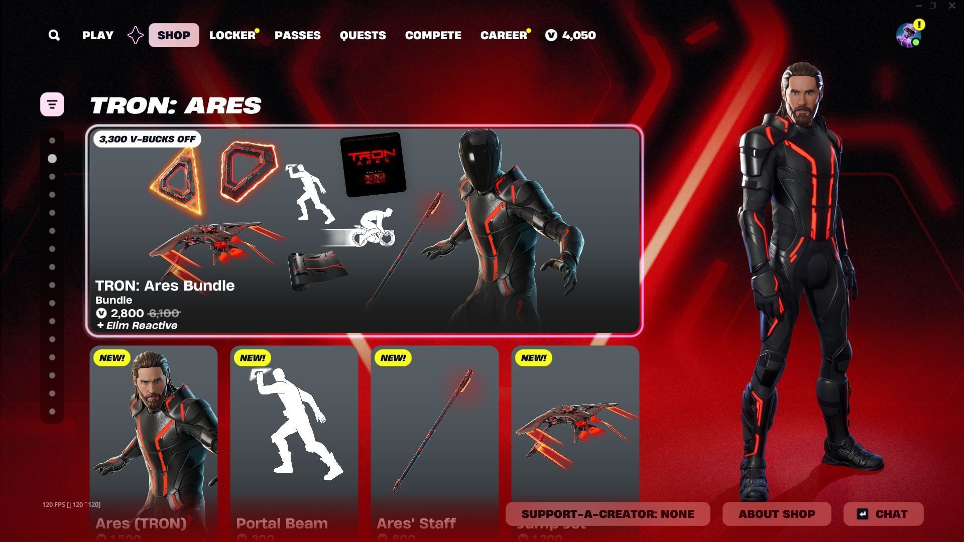 The Tron skin in Fortnite is now in the Item Shop (Image via Sportskeeda Gaming || Epic Games)