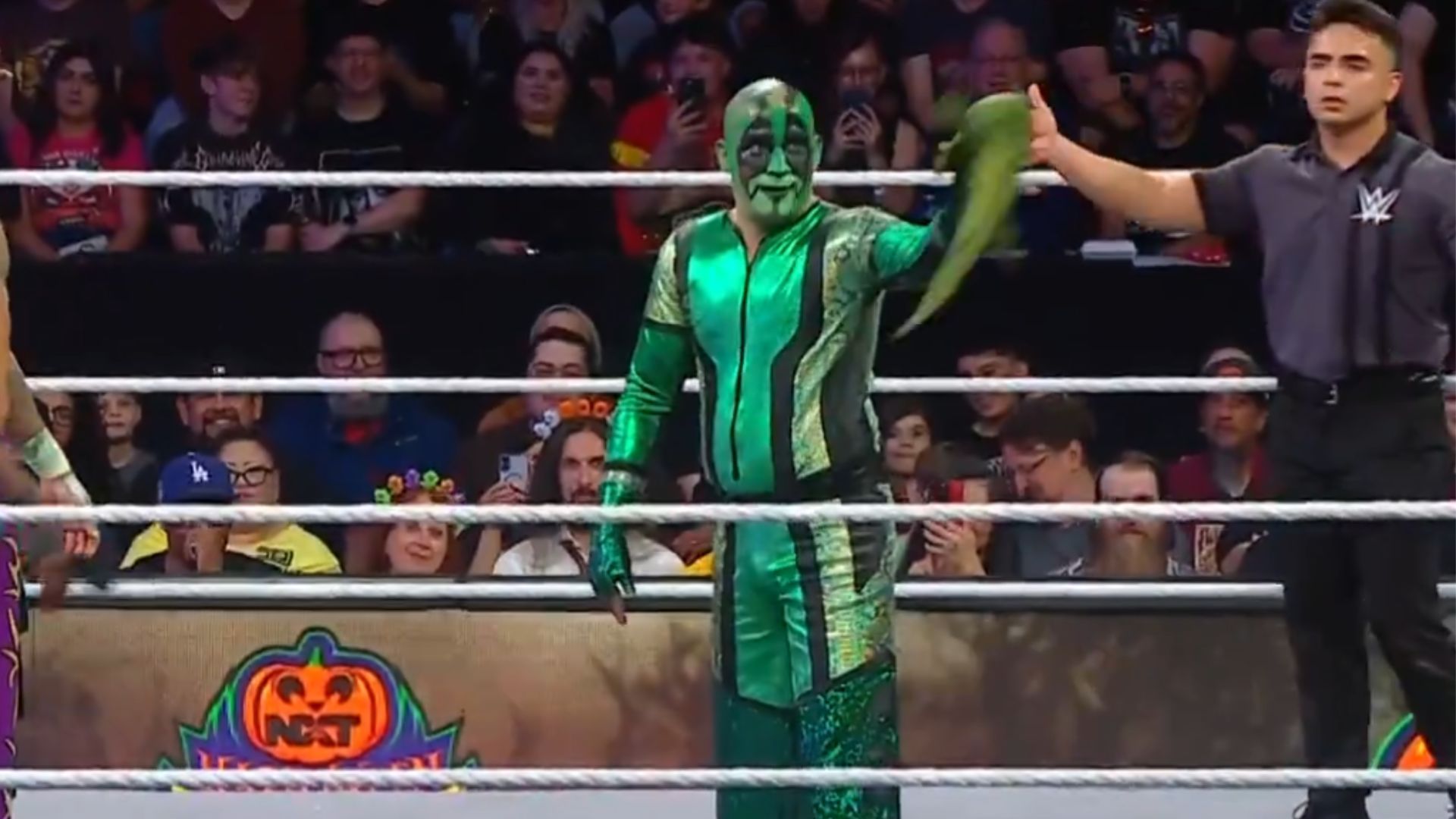 Scary botch: Mr. Iguana lands on his head during NXT Halloween Havoc