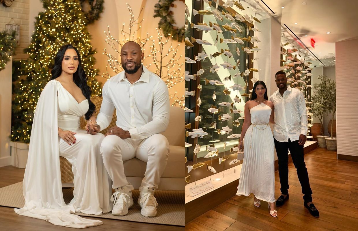 Starling Marte with his wife, Elianny and Luis Severino with his wife, Rosmaly.(@eliannysantana/Instagram)(@rosmaly_frechel/Instagram)