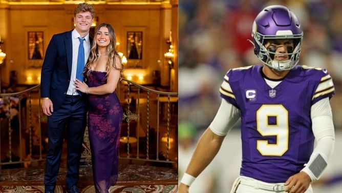 J.J. McCarthy's fiancée Katya Kuropas gets in "trouble" over 1-month-old son Rome's gesture ahead of Vikings vs. Chargers TNF game [PHOTO]