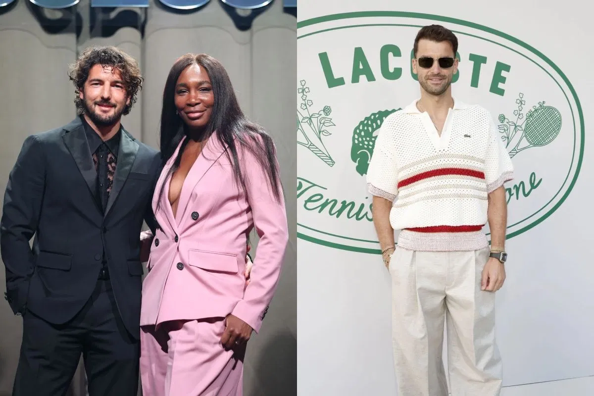 Serena Williams and her fiance, Andrea Preti and tennis player, Grigor Dimitrov - Source: getty